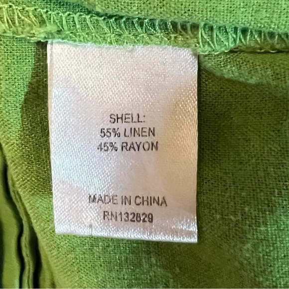 L'Acadamie The Vera Blouse Linen Blend Long Sleeve Cropped Top XS Lime Green - Picture 12 of 15